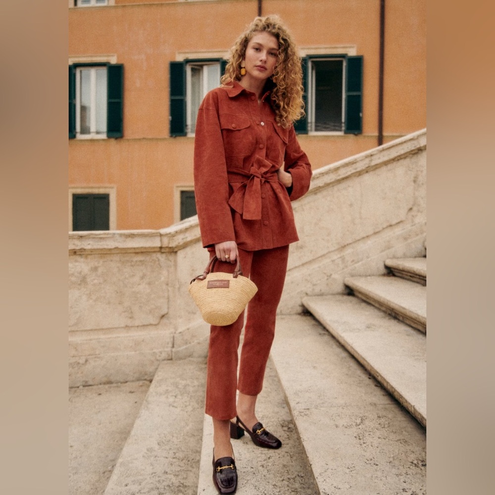Sezane Marena suede belted trench